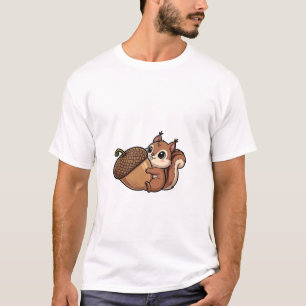 Camiseta Esquilo Fofo Abraçando uma Bolota Gigante