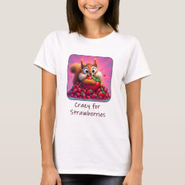 Camiseta Esquilo Fofo “Louco por Morangos”, engraçado