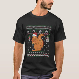 Camiseta Esquilo Funny Ugly Xmas Flocos de neve Flores San