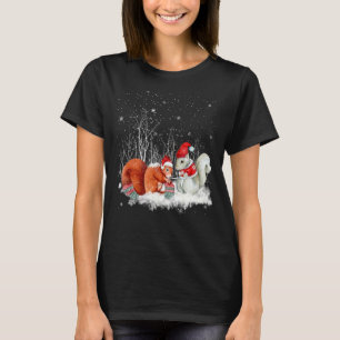 Camiseta Esquilo Knitting Scarf Árvore de inverno Natal Xma