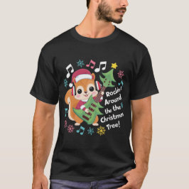 Camiseta Esquilo Musical em Santa Chapéu - Feriado Colorido