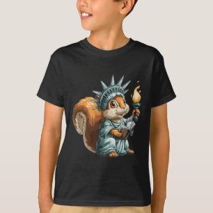 Camiseta Esquilo Na Estátua Da Liberdade Para Meninos E Gi