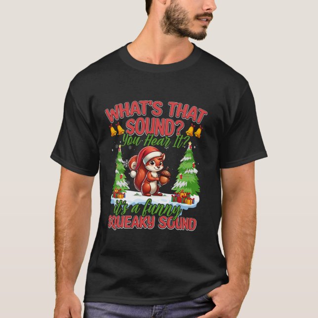 Camiseta Esquilo Natal Engraçado Árvore Santa Hat Acorn Sno (Frente)