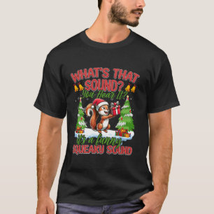 Camiseta Esquilo Natal Engraçado Flocos de Neve Santa Hat