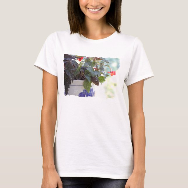 Camiseta Esquilo no pote de flor (Frente)