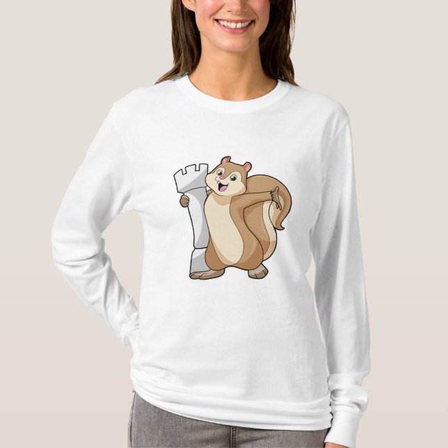 Camiseta Esquilo no xadrez com a peça de xadrez King (Frente)