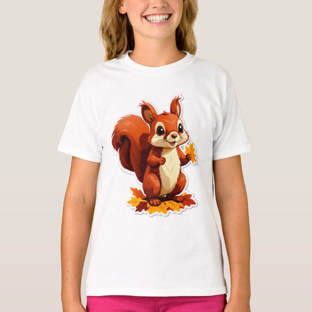 Camiseta Esquilo Outono Floresta (Frente)