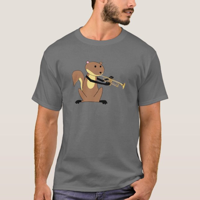Camiseta Esquilo que joga a trombeta (Frente)