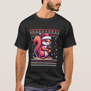 Camiseta Esquilo Ugly Engraçado Esquilo de Natal Santa Hat 