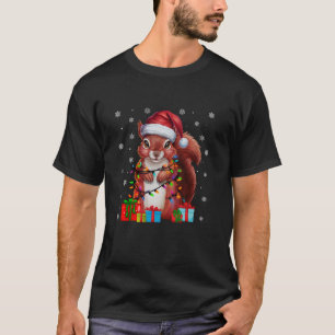 Camiseta Esquilo Ugly Xmas Luz Santa Hat Esquilo Chris