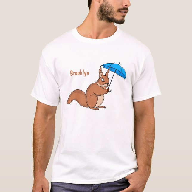 Camiseta Esquilo vermelho bonito com desenho animado (Frente)