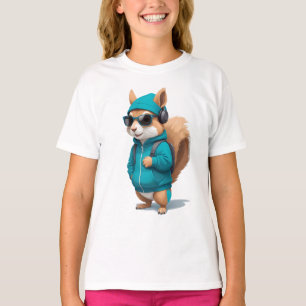 Camiseta Esquilo Vestindo Hoodie Engraçado Vetor Animal Leg