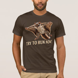 Camiseta Esquilo Voador Engraçado Tente Fugir Agora Meme