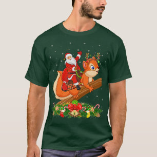 Camiseta Esquilo Xmas Correspondendo a Papais noeis Engraça