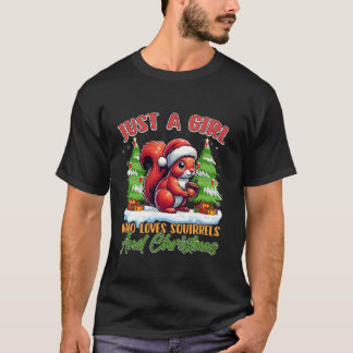 Camiseta Esquilos Acorn Apenas Uma Garota Santa Hat Lights 