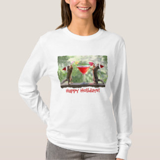 Camiseta Esquilos do papai noel que bebem um cocktail