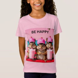 Camiseta Esquilos felizes com milkshakes de morango