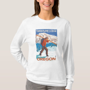 Camiseta Esquis da neve do carregando do esquiador -
