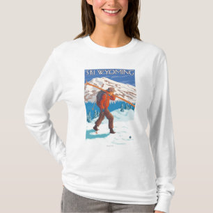 Camiseta Esquis da neve do carregando do esquiador -