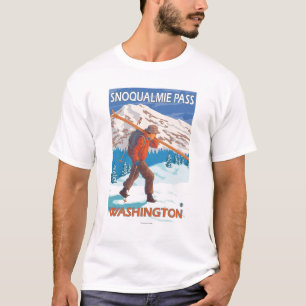 Camiseta Esquis da neve do carregando do esquiador -