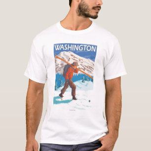 Camiseta Esquis da neve do carregando do esquiador -