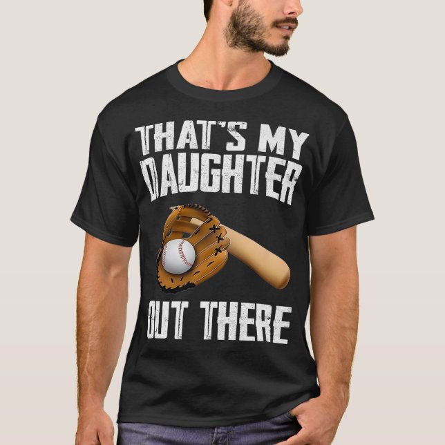 Camiseta Essa é minha filha lá fora, beisebol, mãe Pai Soft (Frente)