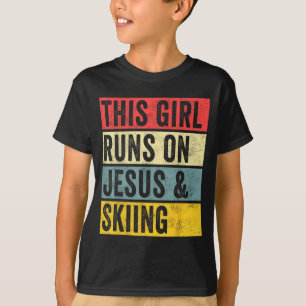 Camiseta Essa garota corre com jesus e esquiador de neve ja