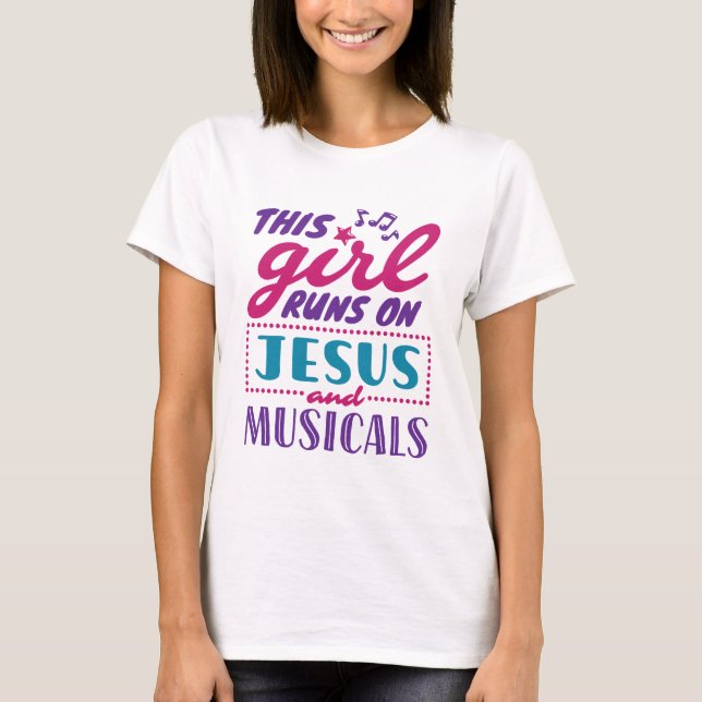Camiseta Essa garota corre em Jesus e Musicais (Frente)