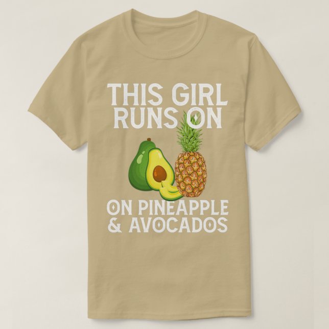 Camiseta Essa garota corre no abacaxi Avocados Fruta Lov (Frente do Design)