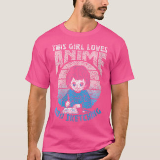 Camiseta Essa Menina Ama Anime E Desenhando Um Desenho Em P