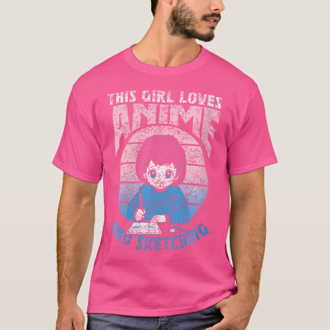 Camiseta Essa Menina Ama Anime E Desenhando Um Desenho Em P (Frente)
