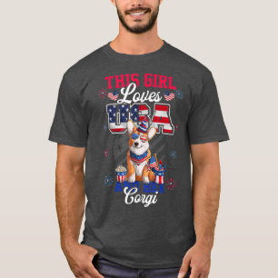 Camiseta Essa Menina Ama Os EUA E Seu Corgi 4 De Julho Verm
