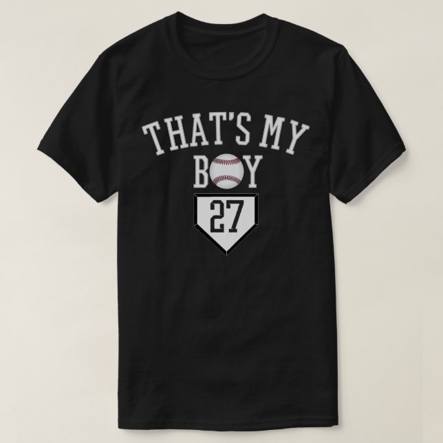 Camiseta Esse é o meu menino 27 Baseball número 27 Jersey B (Frente do Design)