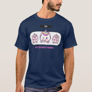 Camiseta Essencial de Unicórnio Namorados Bonito