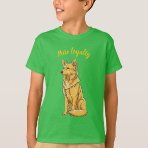 Camiseta essencial verde para crianças Golden Retr
