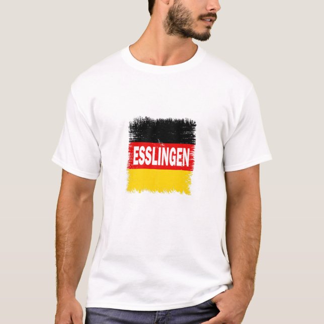 Camiseta Esslingen - Germany With German Flag (Frente)