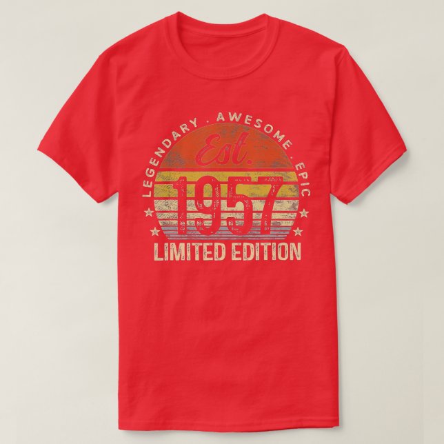 Camiseta Est 1957 Limited Edition 65th Birthday Gifts 65 Ye (Frente do Design)
