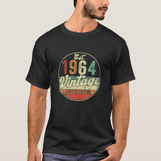 Camiseta Est 1964 Vintage 60º aniversário 60 anos (Frente)