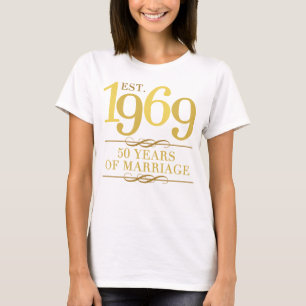Camiseta Est. 1969 50º Aniversário de Casamento
