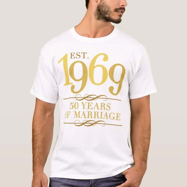 Camiseta Est. 1969 50º Aniversário de Casamento (Frente)