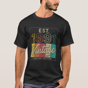 Camiseta Est. 1991 Vintage Limited Edition 30 Anos De Idade