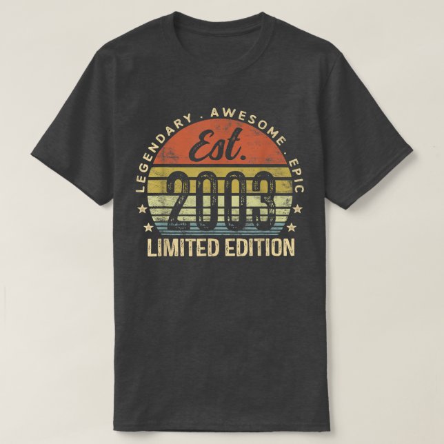 Camiseta Est 2003 Limited Edition 19th Birthday Gifts 19 Ye (Frente do Design)