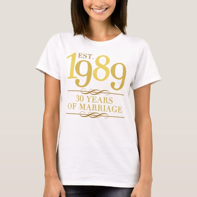 Camiseta Est. Aniversário de Casamento de 30 de 1989 (Frente)