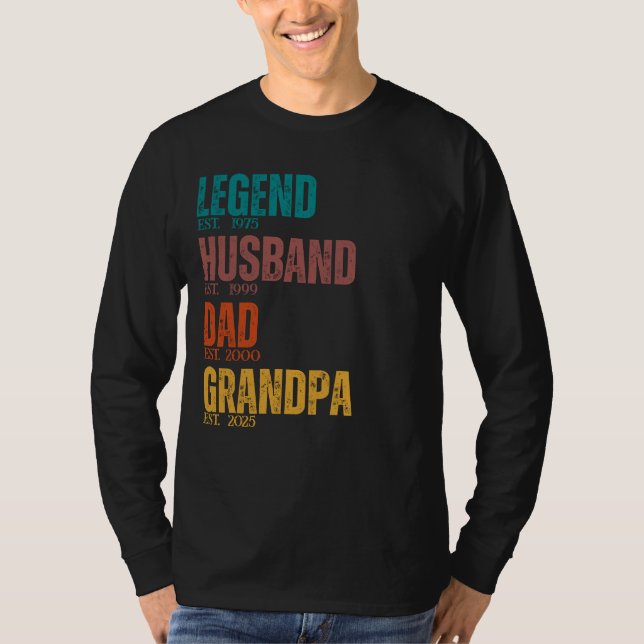 Camiseta Est Personalizado. Legenda do ano Pai do marido vo (Frente)