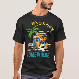 Camiseta Está A Oclock Em Algum Lugar De Papagaio Bebendo S