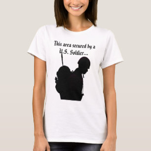 Camiseta Esta área fixada por um t-shirt do soldado dos