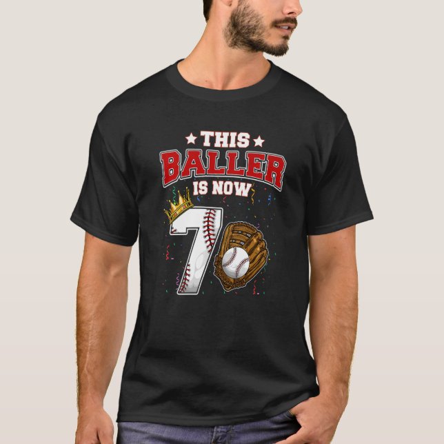 Camiseta Esta Baller Tem Agora 7 Anos Jogadores De Baseball (Frente)