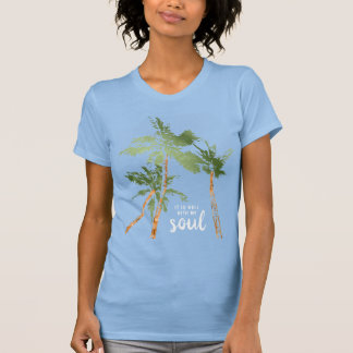 Camiseta Está Bem Com a Minha Alma Palmeiras Tropicais Azui