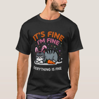 Camiseta Está Bem Estou Bem Tudo Está Bem Amantes de Gatos