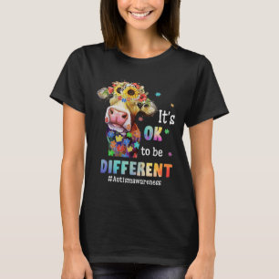 Camiseta Está bem ser diferente de Quebra-cabeça de Vaca de